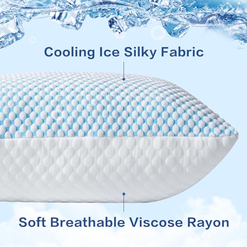 EASELAND Adjustable Cooling Shredded Memory Foam Pillows - Queen Size 2 Pack