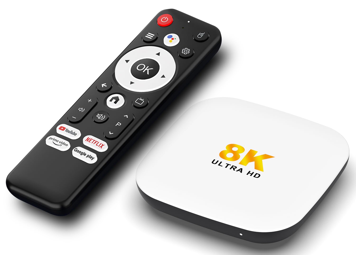 LEFFOT Android 14.0 TV Box 2025, M2 Plus 4K Ultra HD Smart TVBox, 2GB RAM + 16GB ROM, TV-Box Android con Control Remoto de Voz, 2.4G y 5G WiFi 6, BT 5.4, HDR10, Rockchip RK3528 Quad Core A53