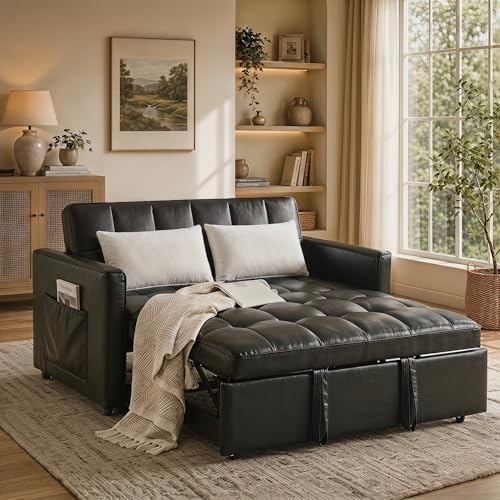 NicBex Leather Sleeper Sofa Bed