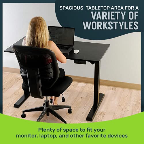 Image of TechOrbits 47 Inch Electric Standing Desk Frame with Tabletop - Motorized Workstation Two Leg Stand Up Desk with Memory Settings and Telescopic Sit Stand Height Adjustment (Black Frame /Wood Brown Top
