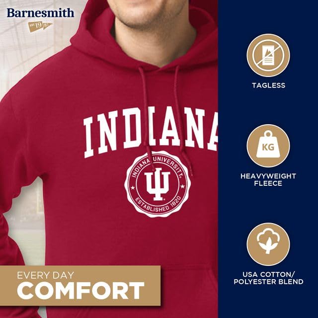 Barnesmith Hooded Sweatshirt, Unisex, Cotton/Poly Blend, Heritage Logo Medium Indiana - Cardinal - 2