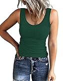 Roselux Womens Sleeveless Scoop Neck Ribbed Knit Fitted Tank Tops Basic Camis Tight Shirts(3248,Dark
