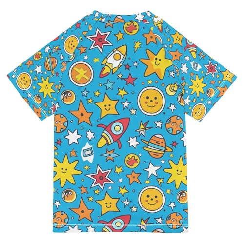 Star Planet Bathing Suit Kids Short Sleeves T Shirts Swimwear Beach Tops 3T2