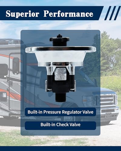 Image of RV City Water Inlet with Pressure Regulator Valve,Chrome Wall Mount Water Fill Inlet Built-in Check Valve, Fit for Camper, Trailer, Marine