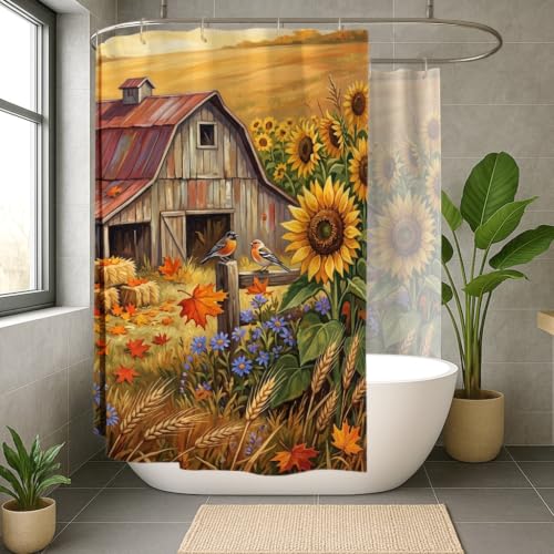 Rideau de douche lavable grand format avec crochets inclus pour baignoire et douche d'angle