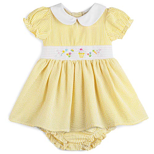 Good Lad Infant Girls Yellow Seersucker Smocked Easter Dress with Panty (3/6 Months)