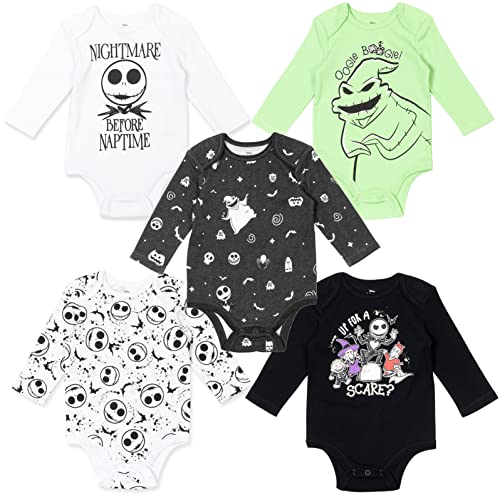 Image of Disney Lion King Winnie The Pooh Nightmare Before Christmas Mickey Mouse Baby 5 Pack Bodysuits Newborn to Infant