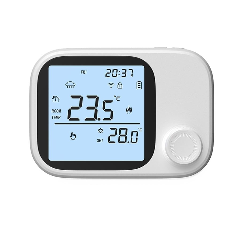 RF433 - Termostato wireless per caldaia con WiFi e controllo della temperatura programmabile, per casa intelligente Tuya, lungo raggio di 300 m, ricaricabile tramite USB, per riscaldamento a