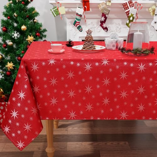 Homaxy Tischdecke Weihnachten Abwaschbar 140x180cm Rote...