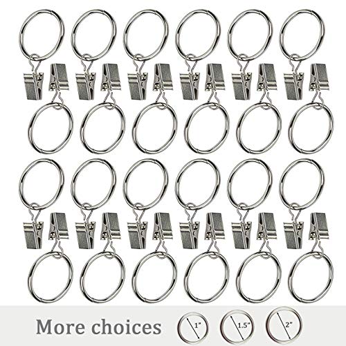 Ogrmar 24Pcs 1" Nickel plating Metal Curtain Clip Rings (1")