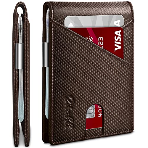 Image of Zitahli Slim Wallet for Men,RFID Blocking Leather Bifold with Money Clip | Minimalist Front Pocket Design, Holds 12 Cards, RFID Protection, Gifts for Men on Birthdays, Father's Day, and Christmas