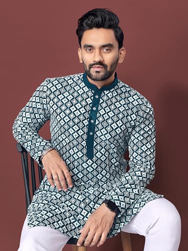 Image of Men's Silk Blend Solid Straight Kurta