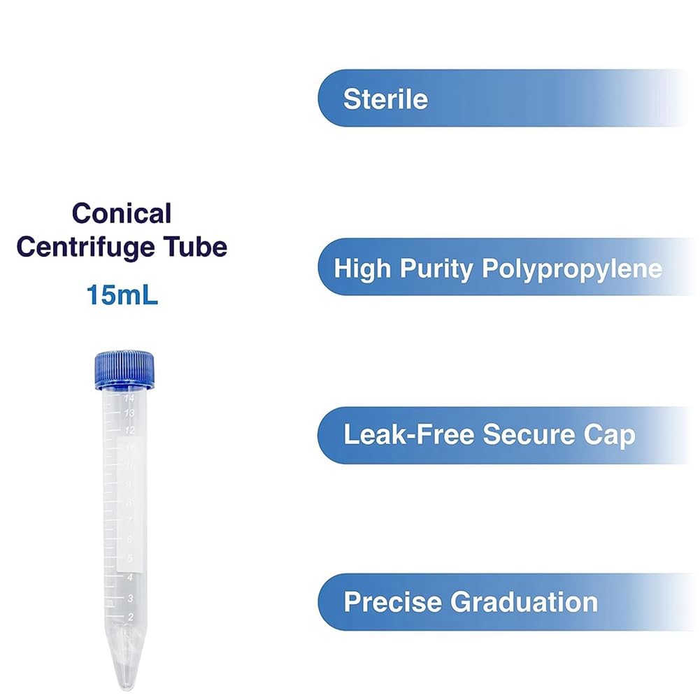 Provette scientifiche coniche da 50 ml, confezione da 50 provette in plastica con tappi a vite, provette sterili da 50 ml con coperchio, riutilizzabili, durevoli