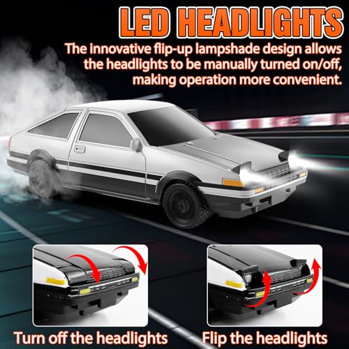 Image of RC Drift car, 1 /43 Mini Rc Drift car with Gyroscope, 2.4GHz Full Proportional Remote control Cars, 4WD High Speed Racing with Lights, Racing Tires, Model Cars Gift for Adults, Kids, Boys, Girls