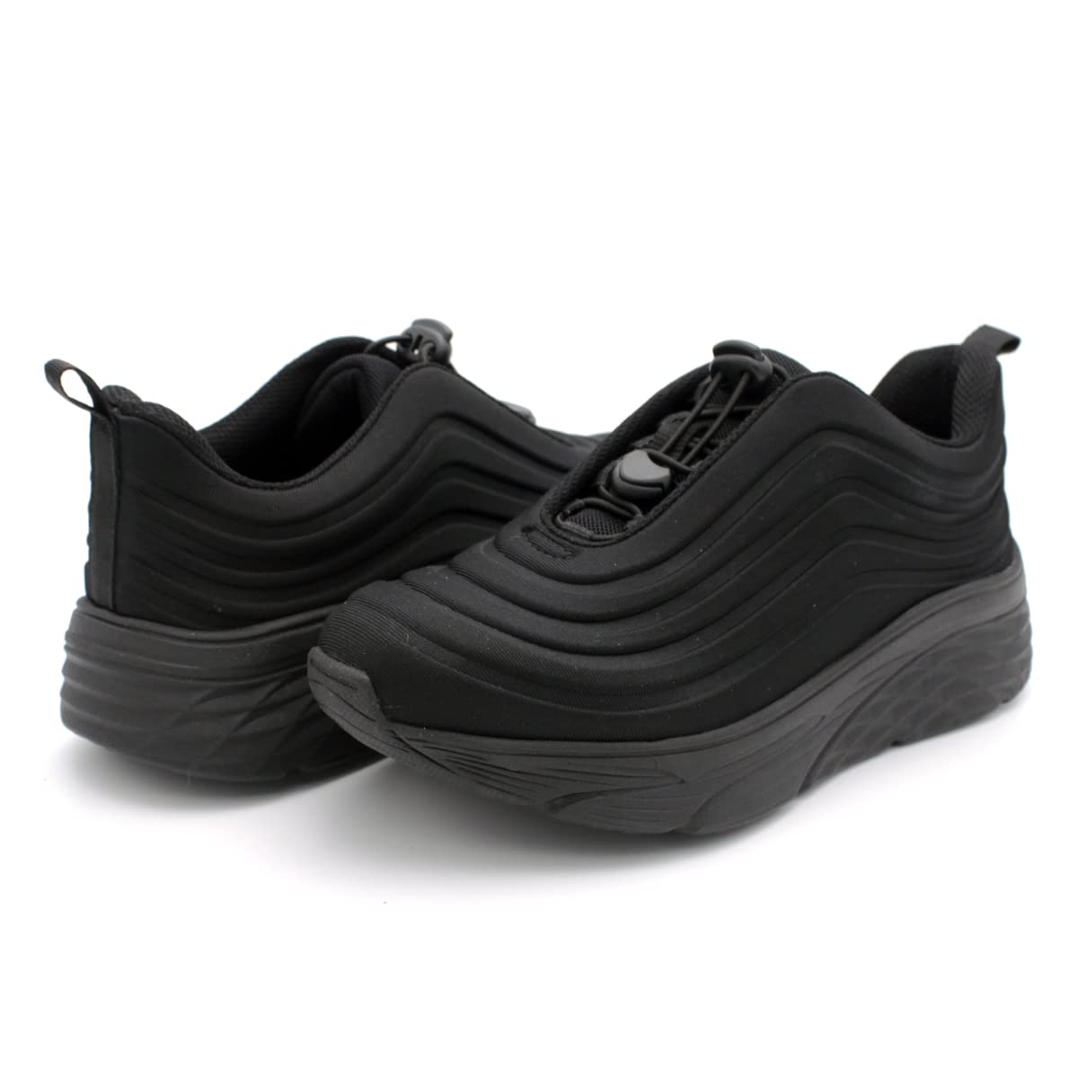 Laforst Womens Nonslip Running Shoes Water Resistant Upper Fashion Platform Sneaker Black 9.5