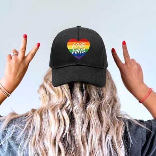 Image of Gay Pride Rainbow Trucker Hat for Men and Women LGBT Embroidered Adjustable Washable LGBTQ Baseball Cap Gifts