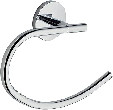 Kibath 324664 Toallero de Anilla de diseño. Fabricado en Acero Inoxidable y Acabado en Cromo Brillo. con Dos Opciones de colocación, Adhesiva o con ...