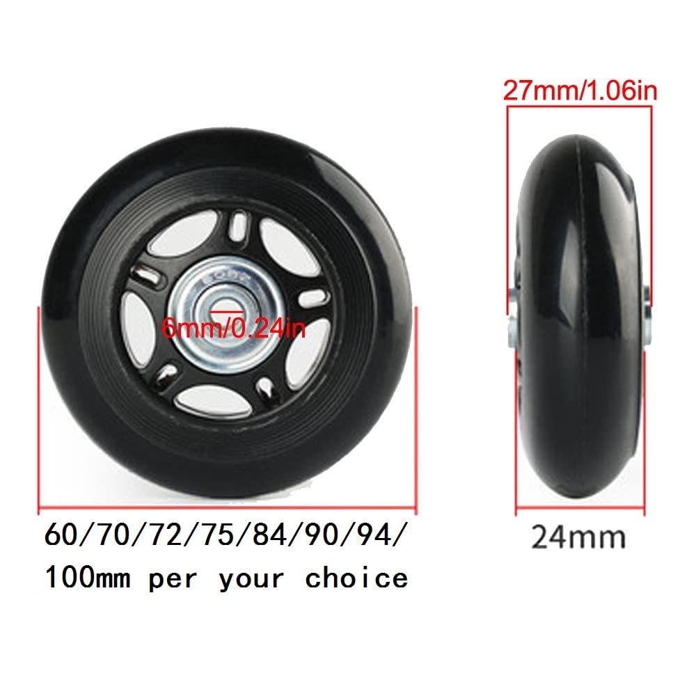 1 paio/2 ruote di ricambio per valigie da 60 mm/70 mm/72 mm/75 mm/87 mm/94 mm/100 mm, kit di riparazione cuscinetti da 6 mm (OD75 x spessore 24 mm/7,5 x 2,4 cm)