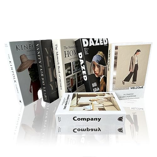 6 Pcs Modern Home Decorative Books, Foldable Faux Decorative Books Home Decor, Aesthetic Room Decor, Coffee Table Books Decor, Decoration for Center Piece Bookshelf Display, Fashion Decorative Stacked