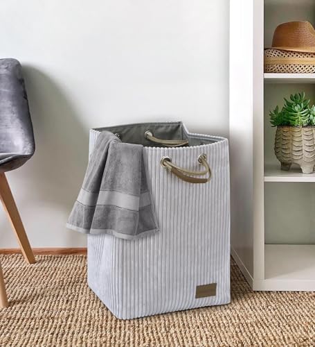 Image of OBSESSIONS Compact and Durable Foldable Laundry Basket ? Maximize Space with a Multi-Storage Design, Easy to Use and Travel-Friendly, Brown Color,Dimensions (W)30 x (L)35 x (H)51 cm