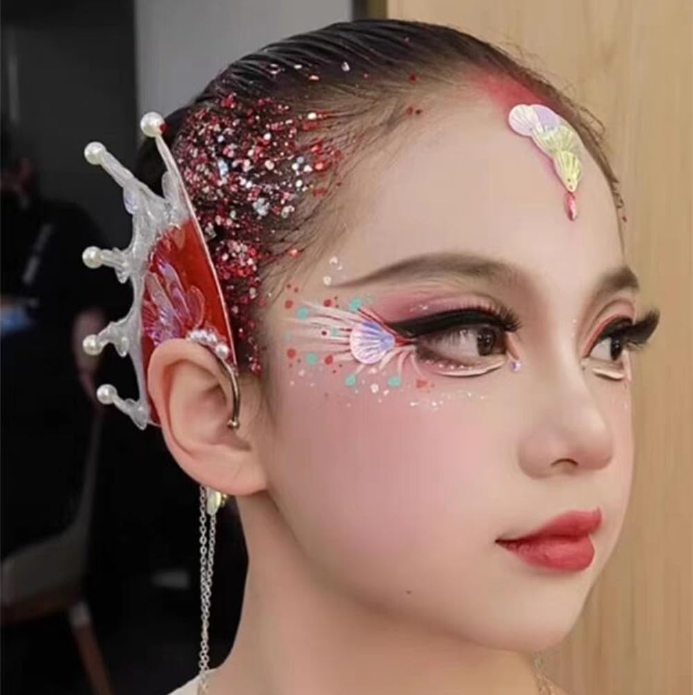 Go Ho Red Body Glitter Gel 50ML,Singer Concerts Face Glitter Makeup,Holographic Long Lasting Chunky Sequins Glitters for Eye Lip Hair Nails,Festival Rave Accessories,07 Red Glitter - Image 3