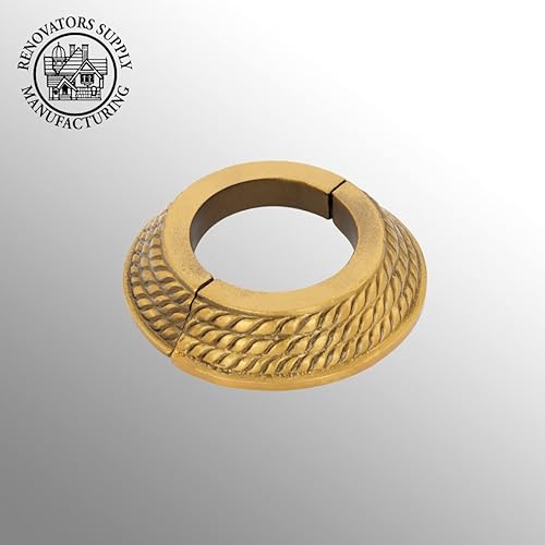 Miniatura 2 de Renovators Supply Manufacturing Placa de Escudo de Aluminio 3.13" DE Diámetro Exterior Escudo 1.25" IPS Acabado Lacado Dorado Antiguo Brida de