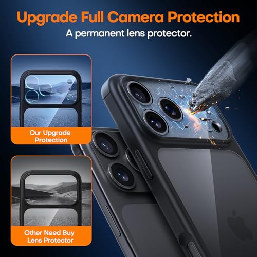 Image of TAURI for iPhone 17 Pro Case, with Screen Protector, Black | Full Camera Protection, Anti-Yellowing Military-Grade Protection Shockproof Slim Phone Case for iPhone 17 Pro