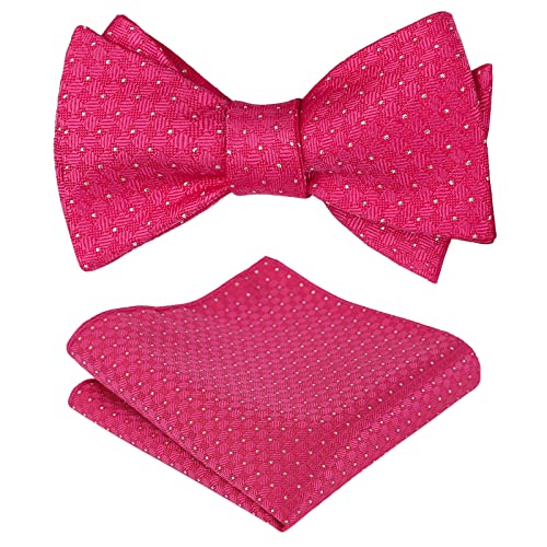 Image of Alizeal Mens 2pcs Solid Self-tied Bow Tie Set | Alizeal Mens 2pcs Self-tied Solid /Animal Bow Tie and Pocket Square Set Perfect for Wedding Business Formal Events