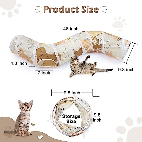 Image of Glittme Cat Tunnel, Cat Tunnels for Indoor Cats, S-Shape Cats Cave with Cat Toys, Foldable Cat Tubes and Tunnels for Cats, Rabbit, Puppy, Guinea Pig