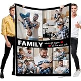 Muewent Manta personalizada con collage de 8 imágenes y texto, manta personalizada de regalo para mamá, papá, abuela, abuelo, cumpleaños y San Valentín