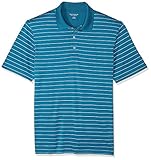 Amazon Essentials Herren Golf-Polo-Shirt, Schnell Trocknend, Normale Passform, Blaugrün, Streifen, L