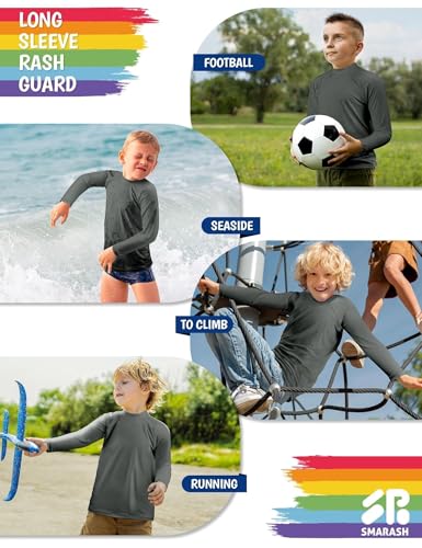 Image of Boys Rash Guard Swim Shirts Long Sleeve UPF 50+ Swimwear Toddler Kids Sun Protection SPF Water Surfing Swimming Shirts 0-16Y