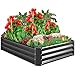 Best Choice Products 4x3x1-Foot Outdoor Metal Raised Garden Bed Box Vegetable Planter for Growing Fresh Veggies, Flowers, Herbs, and Succulents, Dark Gray