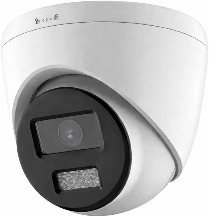 DS-2CD1343G2-LIUF, 4MP POE IP Turret Dome Security Camera with 2.8MM Wide Angle Lens, H.265+ Compression, Built-in microphone, Support Human and Vehicle Detection, Up to 100ft Distance, IP67 Outdoor