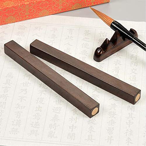 Yushen Chinese Calligraphy Paperweight - Wooden Metal Brush Paintig Writing Sumi Drawing Tool Pressing on Paper Pack of 2