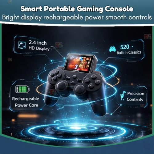 Image of TOYTONIC Handheld Gaming Console for Kids & Adults | 520 Classic Built-in Games | Retro Video Game Player | Portable, Rechargeable, TV Output | Toy & Gift for Boys Girls Ages 6-14 | Mini Game Box