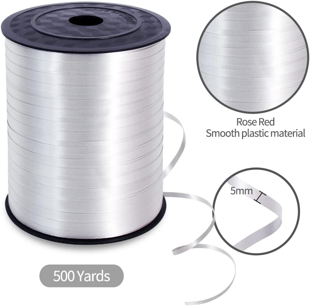 TONIFUL 500 Yards Curling Ribbon-Balloon Ribbon-Balloon String for Art&Craft Decor,Gift Wrapping,Ribbons and Bows for Christmas New Year Birthday Gifts (Silver) - Image 2
