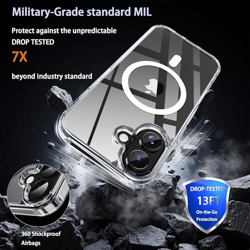 Image of for iPhone 17 Clear Case, Compatible with MagSafe, Magnetic Phone Case for iPhone 17, Shockproof Military-Grade Protection，Upgraded [Anti-Yellowing] (Transparent Magsafe, iPhone 17)