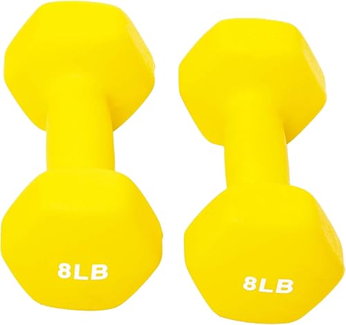 Miniatura 7 de Signature Fitness Mancuerna de neopreno para mano, antideslizante, no se rueda, forma hexagonal colorida, par o juego con soporte