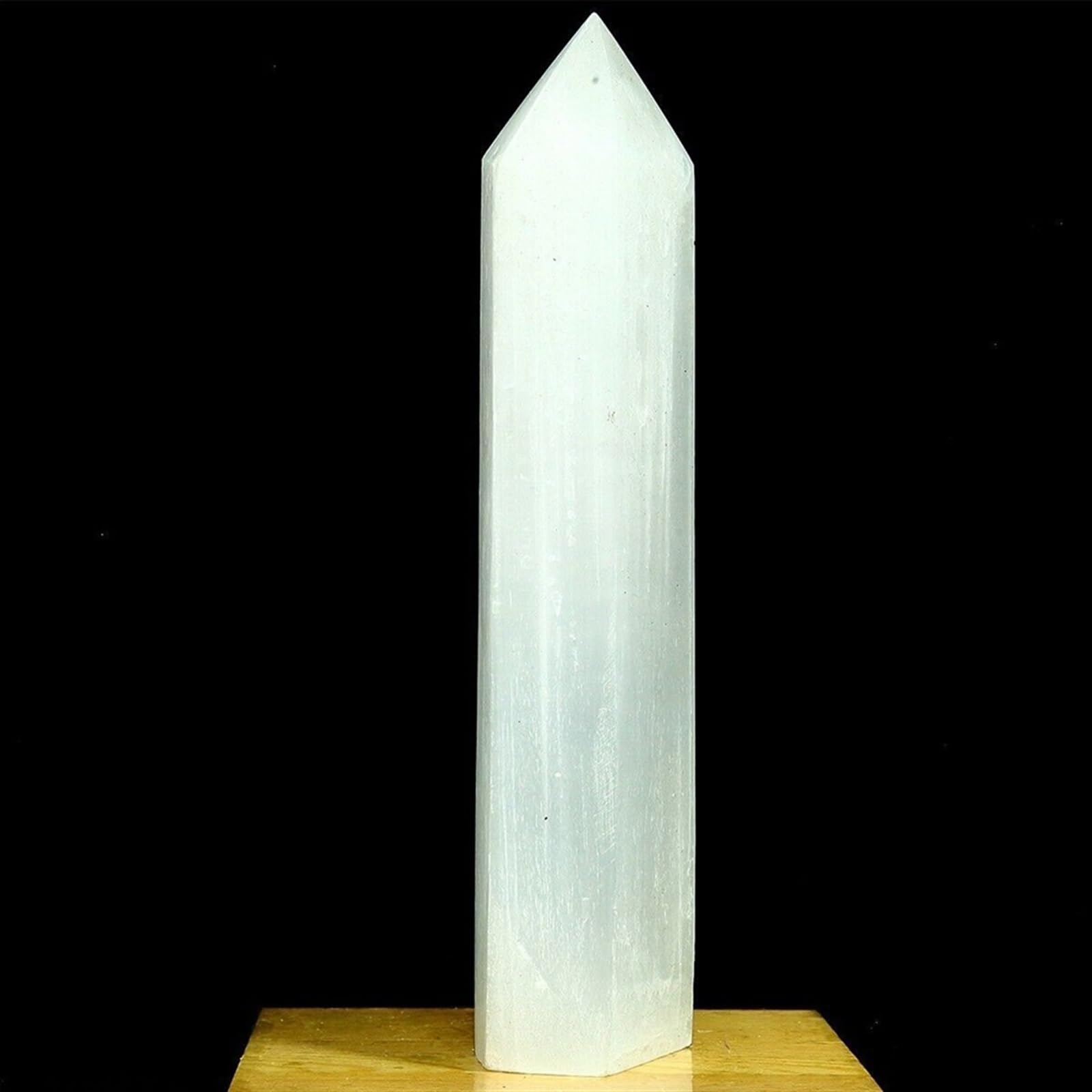 Adornos de cristal Punto de cristal de selenita blanco natural Cuarzo Obelisco Curación Reiki Energía hermoso cristal(900-1000g)
