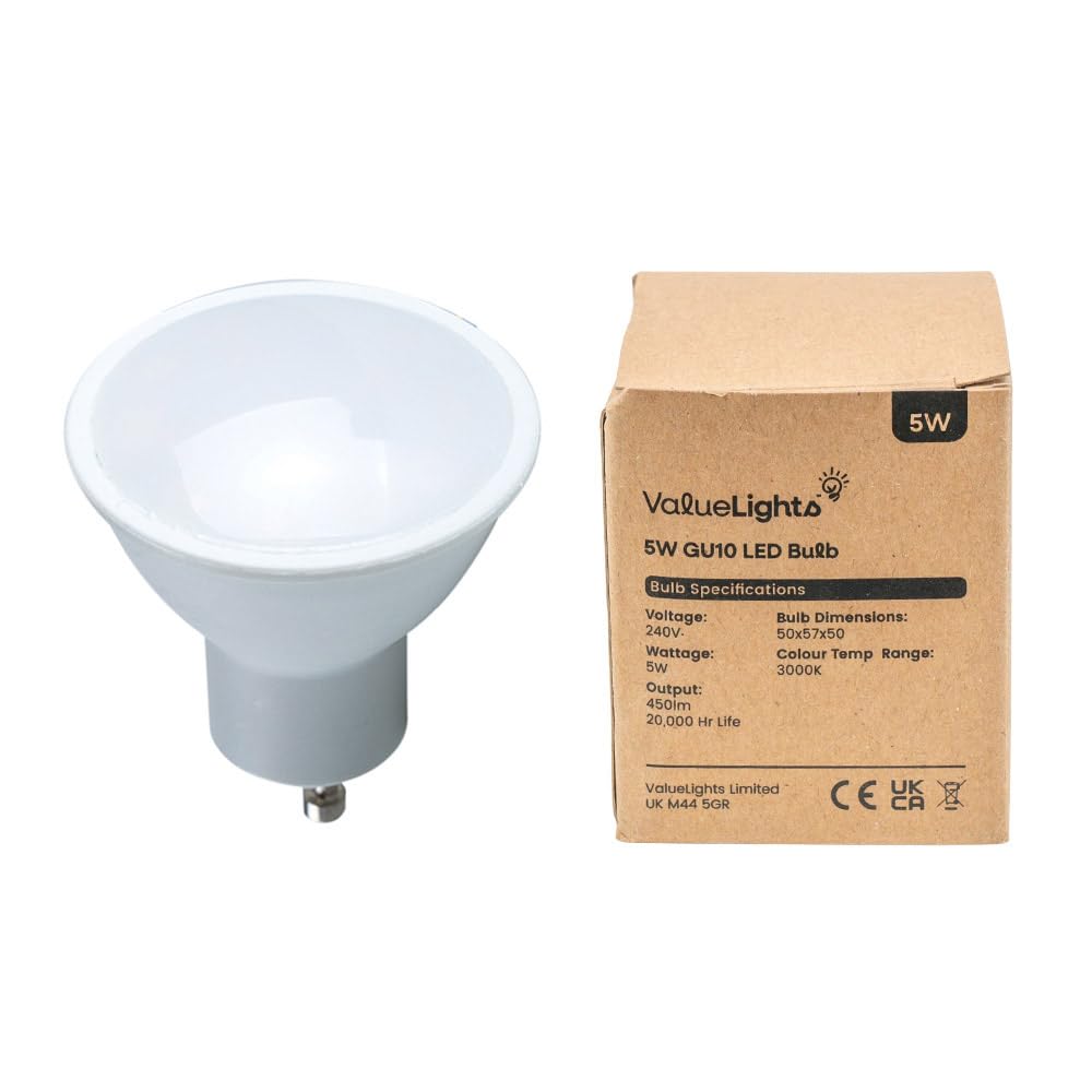 MiniSun | Thermo Plastic Dimmable 5W SMD LED GU10 Light Bulbs | LED Bulbs, Home Décor & Improvement Essential | Pack of 20 | 3000K Warm White