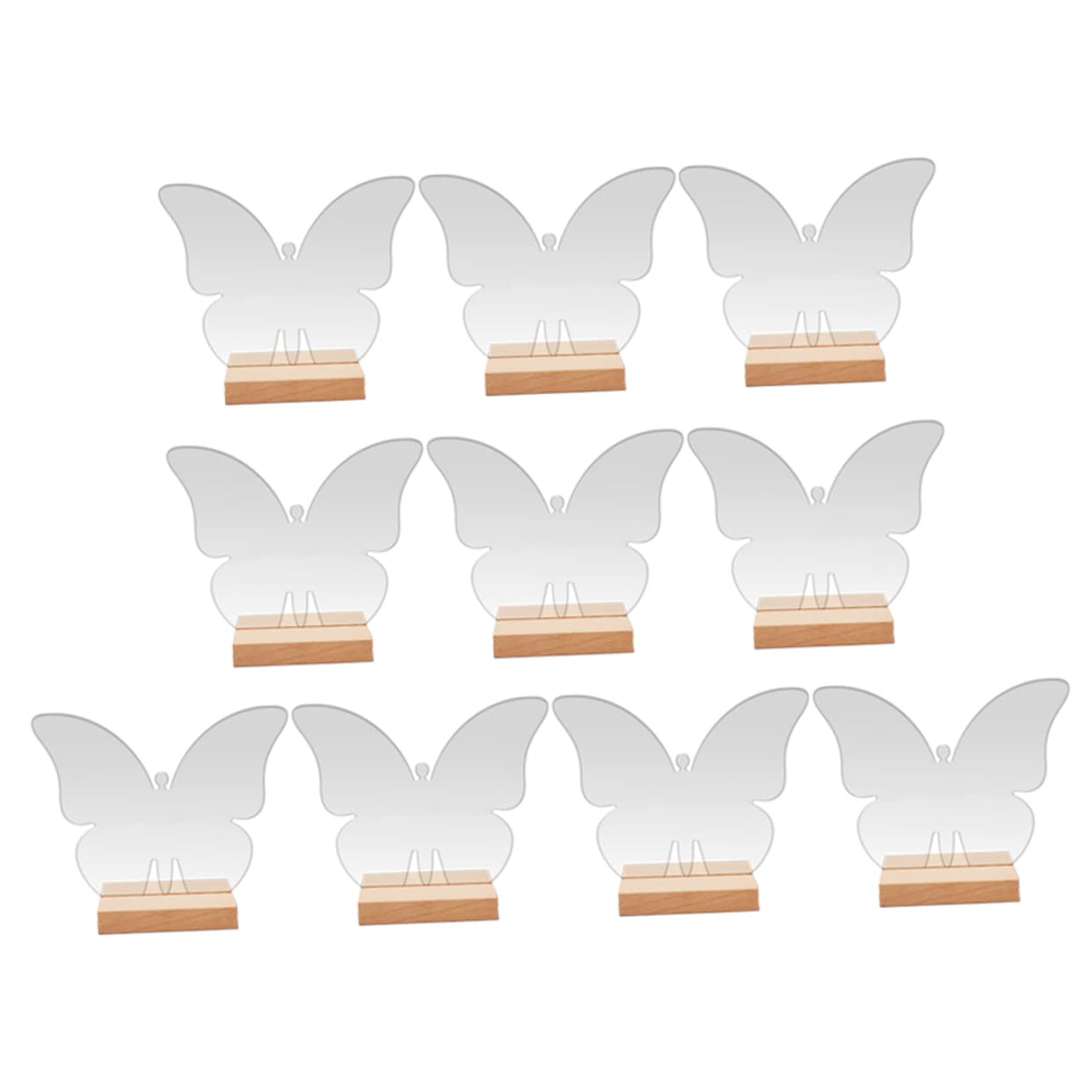 OKUMEYR 10 Sets Acrylic Butterfly Table Signs with Wood Base Decorative Reserved Seating Signs for Wedding Party and Events and Reusable Table Holders