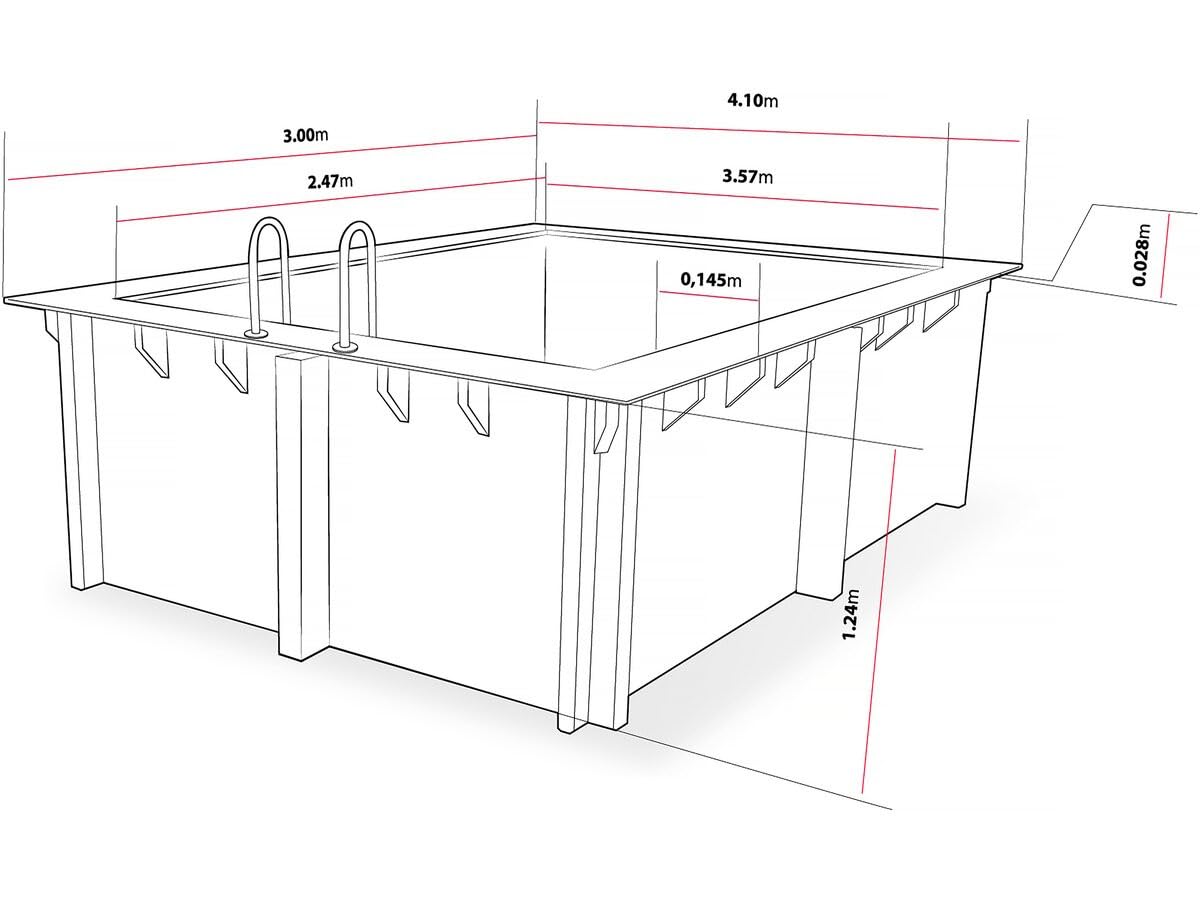 Piscine Bois Rectangle Caimans 140" - 4.10 x 3.00 x 1.39 m + Pompe à Chaleur 3.5 KW/h