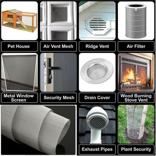 Miniatura 8 de Malla de acero inoxidable #30 - Tamaño 15.7"x47.2" (40x120cm) Pantalla de malla de alambre SS304, para ventilación, jaula, jardín, pantalla de