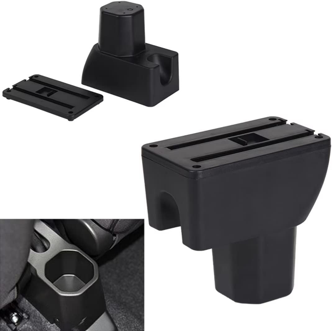 Auto Armlehne für Suzuki Ignis 2016-2024 Doppelschicht Mittelkonsole Große Aufbewahrungsbox mit 4 USB-Ladeanschluss Becherhalter Zubehör Schwarz