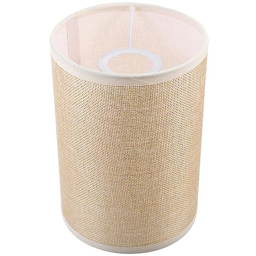 Lifkome Q900PJX10FDR52E1V Lamp Shades For Table Lamps Drum Fabric Lamp Shade E27 Natural Cloth Cylinder Lampshade Replacement Linen Light Shade Covers cover