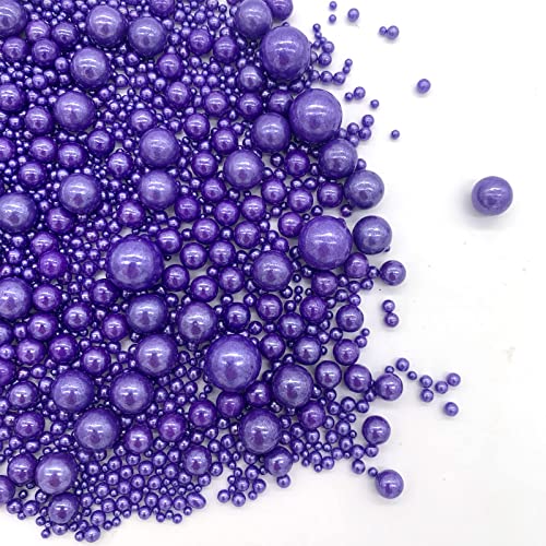 Weraru Edible Purple Pearl Sugar Sprinkles Candy Mixing Size Baking Edible Cake Decorations Cupcake Toppers Cookie Decorating Celebrations Wedding Shower Party Chirstmas Supplies 130g/ 4.58oz