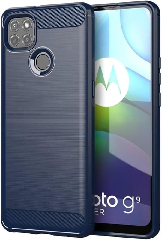 Image of NPRC Hybrid Ultra Slim Protective Case TPU Non-Slip Carbon Fiber Texture Shockproof Case Cover for Moto G9 Power - Blue