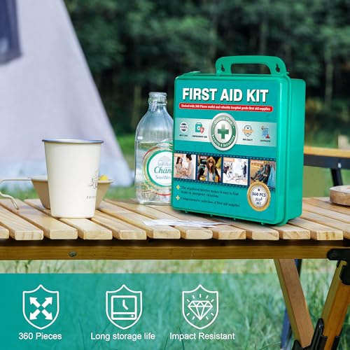 Image of General Medi 360 Pieces Hardcase First Aid Kit - Comprehensive Large First Aid Box Contains Premium Medical Supplies for Travel, Home, Office, Vehicle, Camping, Workplace & Outdoor (Pack of 2)
