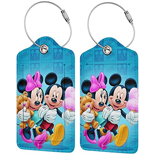 2 Pack Blue Anime Luggage Tags With Name Id Labels For Suitcase Travel Bag, Pu Leather Baggage Tag For Women Men #TOP1